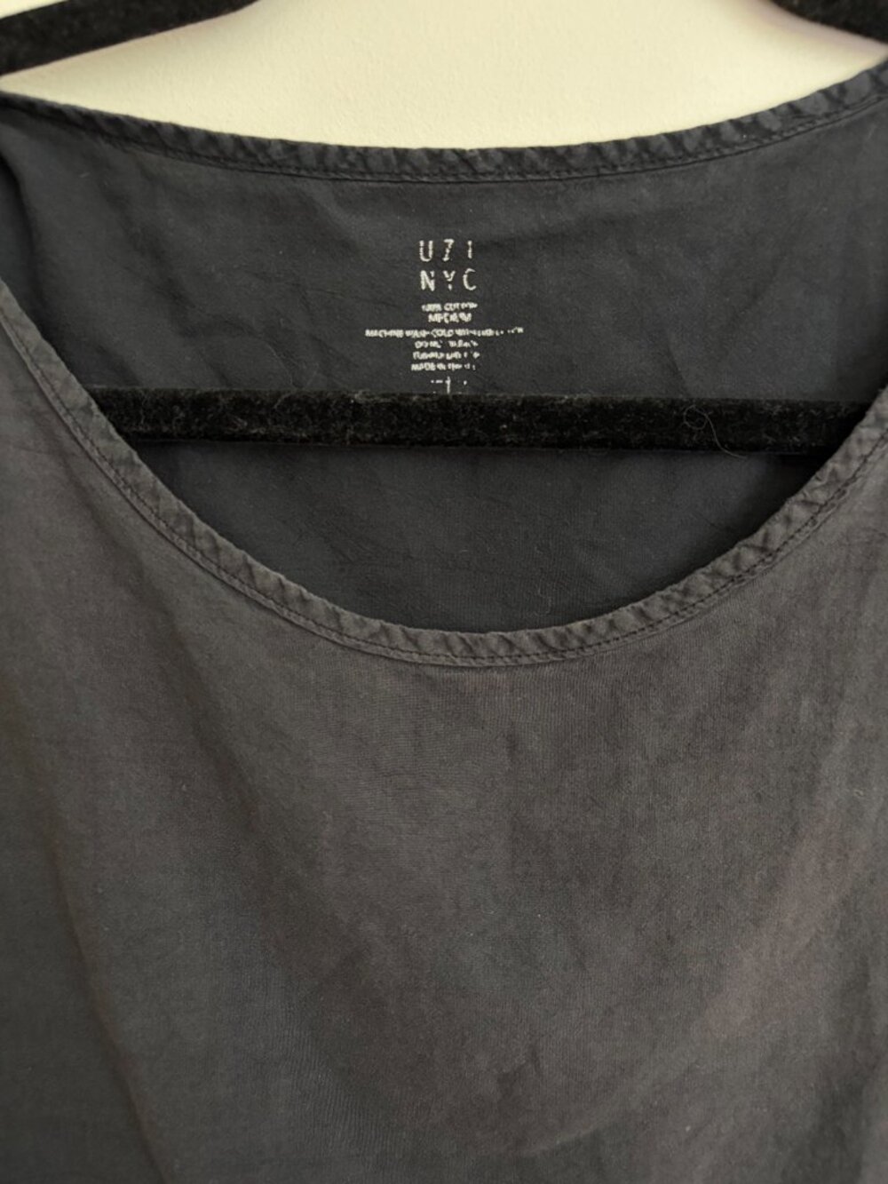 UZI NYC Faded Black Cotton Tank